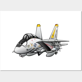 F-14 Tomcat Military Fighter Jet Aircraft Cartoon Illustration Posters and Art